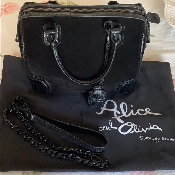 Alice + Olivia Suede Satchel Speedy Crossbody bag